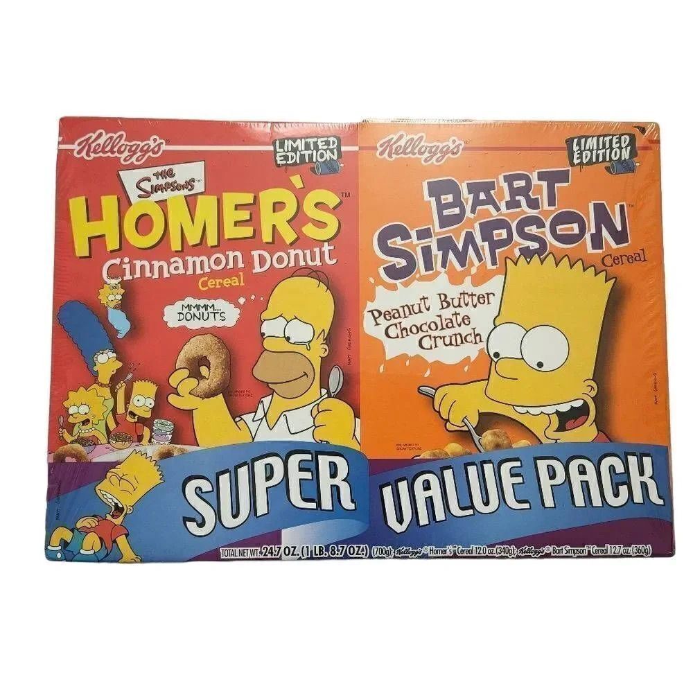 Kellogg's The Simpsons Cereal Super Value Pack Sealed New Cinnamon Donut PB Choc